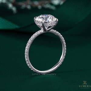 แหวนเพชรทรงกลม 3.33 กะรัต ทอง 14k 18k ความใส VVS2 สี E แหวนเพชรเม็ดเดี่ยว รับรองคุณภาพ หรูหรา เรียบง่าย สำหรับเจ้าสาว - Product Image 3