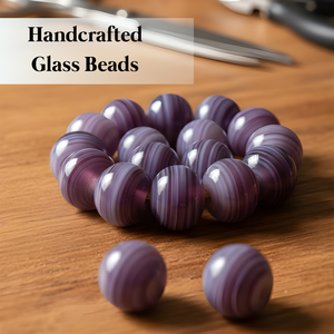 ลูกปัดแก้วสีม่วงทรงรอนเดลล์แบบพรีเมียมสำหรับทำพวงมาลัย |   เชือกตกแต่งมีสไตล์สำหรับงานเทศกาลที่บ้าน ใช้สำหรับแขวนประตู งานฝีมือ ขนาด 16-18 มม. - Product Image 6