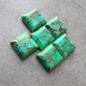 Turquesa Verde Auténtica, Corte Cuadrado Facetado, Piedra Calibrada con Reverso Plano, Disponible en Todos los Tamaños - Product Image 4