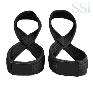 Sangles d'entraînement de force Figure 8 pour la musculation, avec support de poignet sécurisé pour les rameurs à barre lourde et les soulevés de terre - Product Image 1