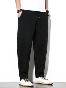 กางเกงผ้าโพลีเอสเตอร์ผสมผ้าฝ้ายลินินสำหรับผู้ชาย กางเกงลำลองทรงหลวมขากว้าง กางเกงวอร์มใส่เดินเล่น กางเกงฤดูร้อน ดีไซน์ใหม่ปี 2026 สำหรับผู้ชาย - Product Image 2