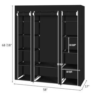 Armario Portátil con 12 Estantes, Organizador de Tela con Cubierta Antipolvo con Cierre y Barra para Colgar, 58 x 17 x 69 Pulgadas - Product Image 2