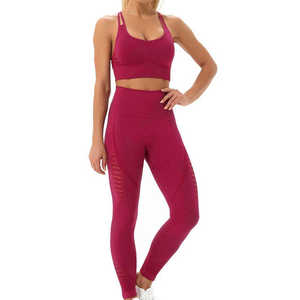 Conjunto de Yoga para Mujer al por Mayor 2026, 2 Piezas, Color Sólido, Spandex/Poliéster, Elástico, Cierre con Cordón, Logotipo Personalizado, Servicio OEM - Product Image 2