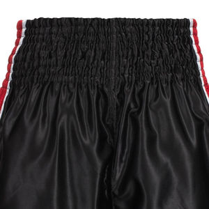 Pantalones Cortos de Boxeo Unisex, Negros con Ribete Rojo y Blanco, Parche Amarillo, Transpirables, de Poliéster, Corte Regular para Adultos, Ropa de Artes Marciales - Product Image 3