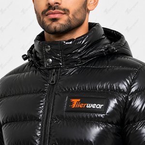 Veste à capuche rembourrée noire pour homme Tiierwear, coupe-vent, rembourrage en polyester, fermeture éclair, vêtement d'hiver décontracté - Product Image 6