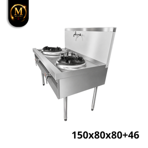 Estufa de gas doble de alta resistencia para wok chino, equipo de cocina comercial de acero inoxidable para restaurantes. - Product Image 2