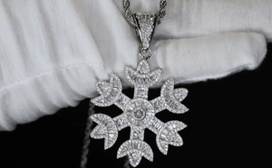 Snowflake Baguette Cut Moissanite Hip Hop Iced <b>Charm</b> Pendant Rhodium Plated Sterling <b>Silver</b> for Unisex Everyday Wear for Gifts - Product Image 3