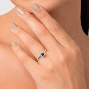 Classic Women's 925 <b>Silver</b> Plated 18K Gold Plated Sapphire Engagement <b>Ring</b> Round Prong Setting September Birthstone - Product Image 1