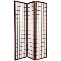 Paravent de séparation de pièce SCE de 1,80 m, moderne, mobile, de style japonais, translucide, pliable, en bois de pin à jointures à doigts, avec structure en panneaux de tissu