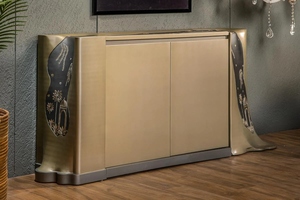 New design brass arch console luxury gold entryway <b>table</b> premium minimalist metal console <b>table</b> high end hallway <b>table</b> - Product Image 6