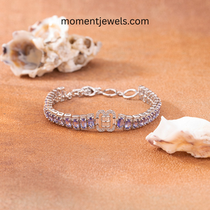 Fashion OL Geometric Silver <b>Gemstone</b> <b>Bracelet</b> for Women Solid Silver 13g Link Chain <b>Bracelets</b> - Product Image 3