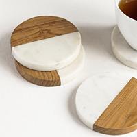 Set de table rond réutilisable en marbre et bois, léger, bicolore, taille personnalisée pour la décoration de table à la maison, à l'hôtel ou au bar