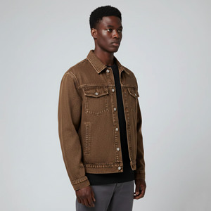 High Quality Loose Fit Turn <b>down</b> Collar white Denim Jacket Man 100% Cotton winter casual wear button up men's denim jacket - Product Image 3