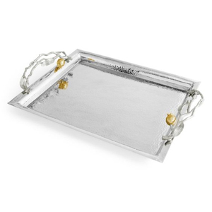 Plateau de service élégant en acier avec poignée ronde en métal, pour servir des aliments et des desserts, idéal pour les hôtels et les restaurants. - Product Image 5