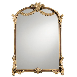 Espejo de Pared de Metal Dorado de Estilo Lujoso, Espejo Decorativo con Motivo de Hojas Talladas, Espejo con Acentos Dorados, Pieza Decorativa Vintage para el Hogar - Product Image 2