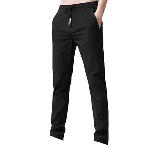 Men's <b>Black</b> Sweatpants Elastic Waist Drawstring Side Pockets Casual Joggers Breathable Windproof 100% Cotton Lightweight Winter - Product Image 1