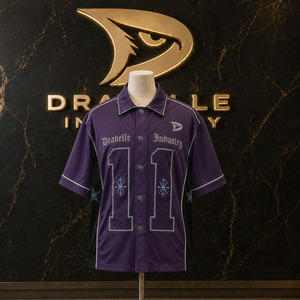 Camiseta de béisbol Y2K de malla morada, estilo oversize, con botones, para hombre, venta al por mayor, OEM - Product Image 1
