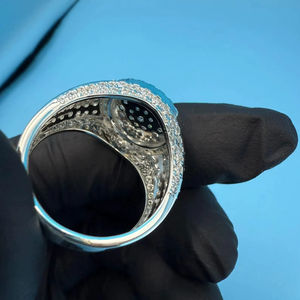 Anillo de Diamantes de Plata 925 de Moda, Lujoso para Hombre, Totalmente Cubierto de Diamantes, Estilo Hip Hop Brillante, Certificado IGI, Venta al por Mayor para Bodas - Product Image 3