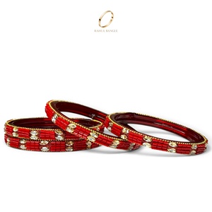 Bracelets modernes en verre borosilicate rouge de style cachemire, plaqués or avec pierres de zircon pour femmes, prix de gros, export mondial - Product Image 3