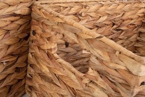 Hand Woven Basic Water hyacinth Rectangle <b>Basket</b> with Handle <b>Foldable</b> Multifunction <b>Basket</b> - Product Image 4