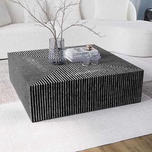 Mesa con Incrustaciones de Hueso de ILAHI, Diseño Moderno con Detalles de Ágata, Almacenamiento Portátil, Muebles para el Hogar - Product Image 1