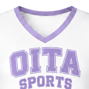 Haut d'uniforme de cheerleading lavande sans manches à col en V pour la danse de compétition et l'entraînement sportif - Product Image 3
