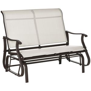 Panca a dondolo doppia da giardino/patio con seduta in rete bianco crema e struttura in acciaio - Product Image 1