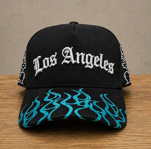 หมวกแก๊ปทรงสปอร์ตปักชื่อเมืองตามสั่ง หมวก Snapback ลายเปลวไฟสไตล์วินเทจ ผ้าทั่วไป ใส่ได้ทั้งชายหญิง หมวกฤดูร้อนสำหรับผู้ใหญ่ - Product Image 5