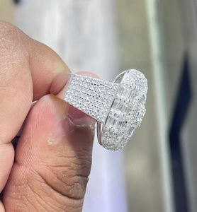 Bague Iced Out en Moissanite Baguette et Diamant VVS Taille Ronde, Style Cluster, pour Homme, Hip Hop, en Argent Sterling 925 - Product Image 3
