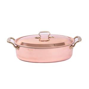 Casserole traditionnelle en cuivre avec couvercle et poignée en laiton, style vintage fait main, ustensile de cuisine pour hôtel, restaurant et cuisine domestique - Product Image 1