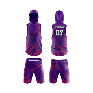 Tenues de football 7v7 OEM haut de gamme pour équipes, respirantes, imprimées par sublimation, maillot sans manches à capuche et short, uniformes personnalisés pour jeunes 7v7 - Product Image 1
