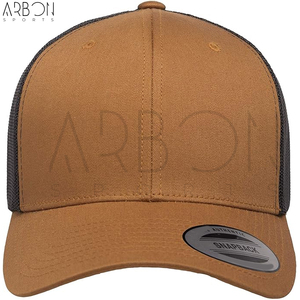 Casquette Trucker 6 Panneaux Vierge en Gros, Logo Brodé Personnalisé, Dos en Maille Respirante, Chapeau de Baseball en Sergé de Coton Premium, Marron Moutarde - Product Image 2
