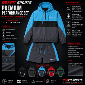 ชุดเสื้อแจ็คเก็ตและกางเกงขาสั้นโพลีเอสเตอร์สำหรับผู้ชาย REXFIT SPORTS 2026 แบบสั่งทำพิเศษ น้ำหนักเบา เหมาะสำหรับออกกำลังกาย วิ่ง และเล่นกีฬา - Product Image 1
