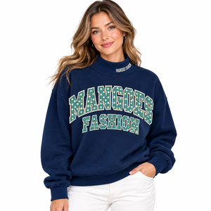 Sudadera de cuello alto para mujer Mangoes Fashion, jersey de punto oversize de manga larga, top 100% algodón polar, estilo urbano de invierno - Product Image 1
