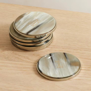 Luxury Design Horn Coaster Buffalo horn Coaster Tea Coaster Place Mats Natural Square Horn Coaster At factory Wholesale Price - Product Image 1