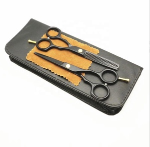 Ciseaux à cheveux en acier inoxydable noir de 5,5 pouces à vis droite, outils spéciaux de coiffure - Product Image 1