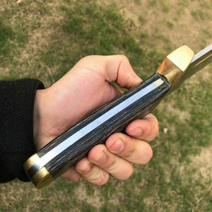 Cuchillo Bowie de Hoja Fija de Acero de Damasco de Grado Industrial 2026, Mango de Madera Pakka, Funda de Cuero, para Caza y Camping, OEM - Product Image 3