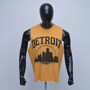 Fantastic New Style Men's Yellow Sleeveless Tank Top Detroit City Skyline Print O-Neck Casual Style - Product Image 1