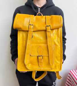 Genuine Leather Roll Top <b>Backpack</b> Urban Commuter Bag Waterproof Cowhide Laptop Rucksack Vintage Style Men LTBP-0061 - Product Image 6