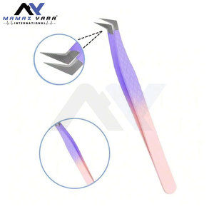 Pinzas de Acero Inoxidable con Puntas de Fibra en Degradado Rosa y Morado, Agarre Fuerte, para Extensiones de Pestañas, Color Morado Personalizable - Product Image 3