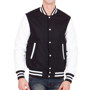 Veste universitaire noire pour homme avec manches blanches, style bomber Letterman, décontractée, style baseball, mode collège et lycée, chaude pour l'hiver - Product Image 4