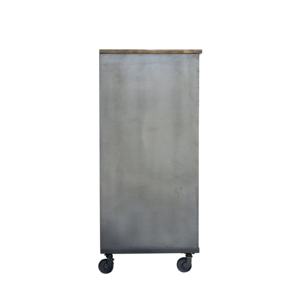 Commode d'appoint industrielle multi-tiroirs L 120 cm en bois de récupération et métal, fabriquée à la main, meuble de rangement mobile facilement déplaçable, style antique pour salon - Product Image 6