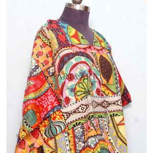 Kaftan en dentelle de coton pur très demandé pour femmes, imprimé floral délicat, respirant, écologique, coupe ample, tenue décontractée d'été pour la plage - Product Image 5