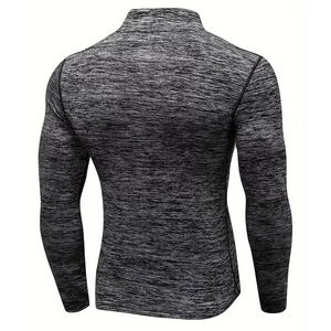 เสื้อผ้ากีฬาไซส์ใหญ่ แขนยาว เสื้อยืดซิป 3/4 สำหรับผู้ชาย แห้งเร็ว ผลิตจากโพลีเอสเตอร์ เป็นมิตรกับสิ่งแวดล้อม ระบายอากาศได้ดี - Product Image 2