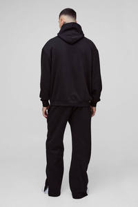 Ensemble de survêtement gris clair à capuche pour homme, en coton, décontracté, pantalon de jogging, manches longues, coupe ample, couleur unie, logo frontal, pour l'automne - Product Image 2