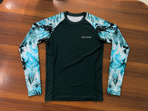 เสื้อคอมเพรสชั่นคุณภาพสูงสำหรับผู้ชาย แห้งเร็ว ปรับแต่งโลโก้ได้ พิมพ์ลายแขนเสื้อแบบตัดกัน คอกลม เสื้อรัชการ์ด สำหรับออกกำลังกาย - Product Image 6