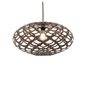 Lampe suspendue moderne en bois, ovale marron, design découpé, luminaire de plafond pour restaurant, hôtel, décoration et éclairage - Product Image 1