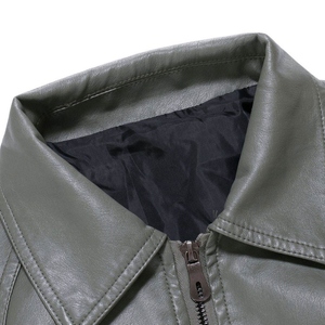 Veste d'hiver en cuir véritable faite à la main pour homme, style vintage en cuir de vachette gaufré effet peau de crocodile, logo personnalisé - Product Image 5