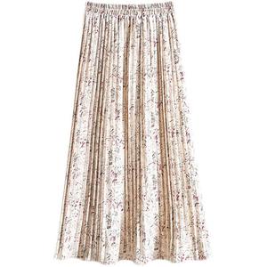 Women's Bohemian A-Line <b>Pleated</b> <b>Maxi</b> <b>Skirt</b> High Waist Solid Color Polyester Chiffon Floor-Length Soft Summer Anti-Pilling - Product Image 3