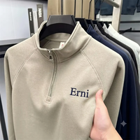 Sudadera con capucha de punto Erni Sports para hombre, con estampado digital y bordado, de forro polar y elastano/algodón de 380 g, con media cremallera y bloques de color, talla grande, para otoño.